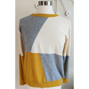 NEW | Colorblock Crewneck Sweater in Mustard, Ivory & Grey | Classic